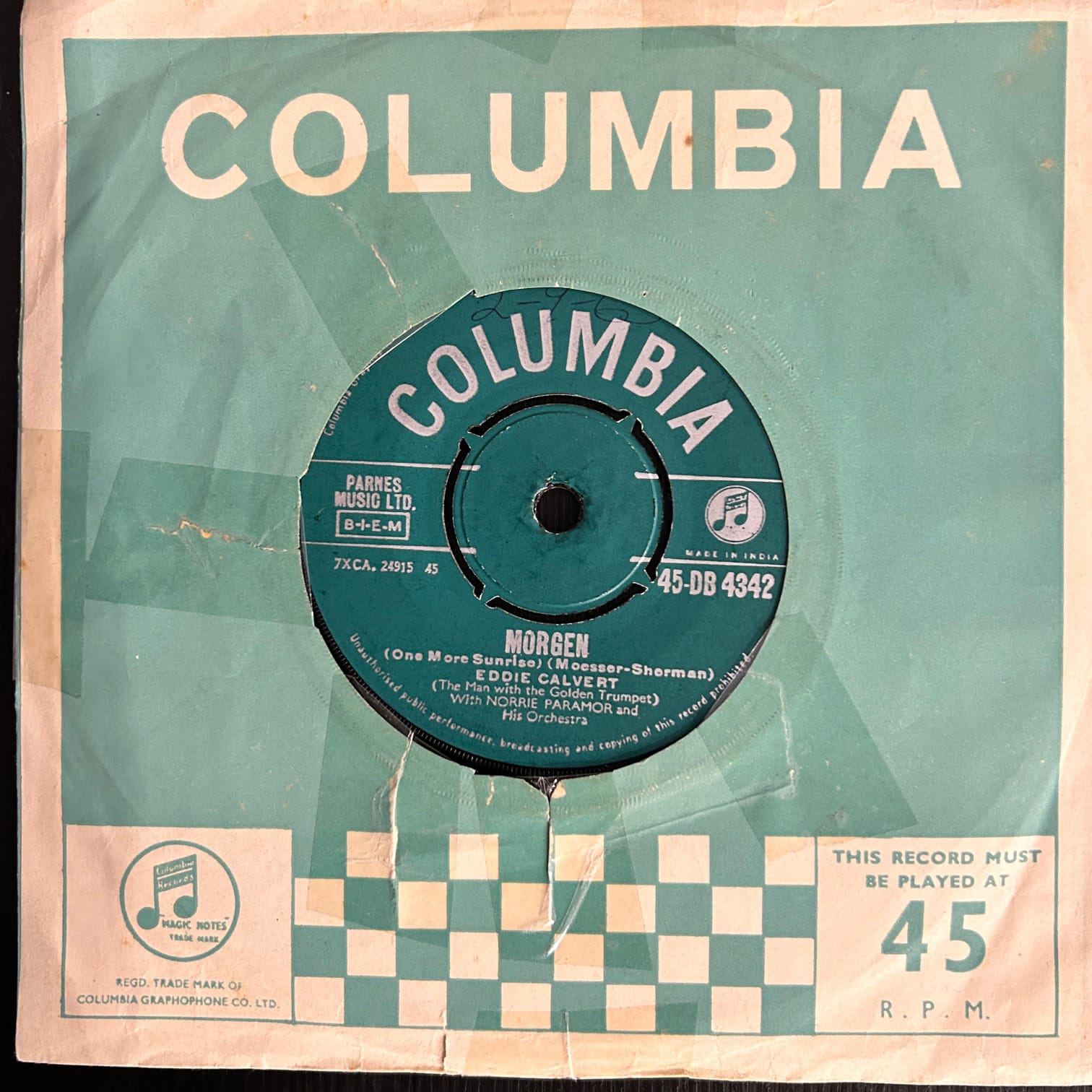 Eddie Calvert With Norrie Paramor And His Orchestra – Morgen / Gillie (7 Inch Disc - EP)(Used Vinyl - VG) NJ Marketplace