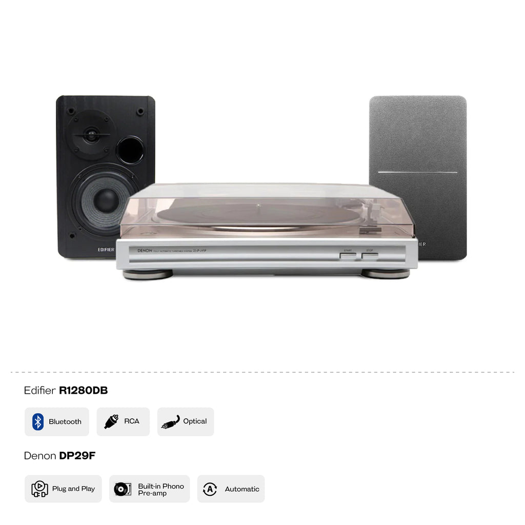 Enthusiast Pack / Denon DP29F + Edifier Speakers / Stereo Turntable Package