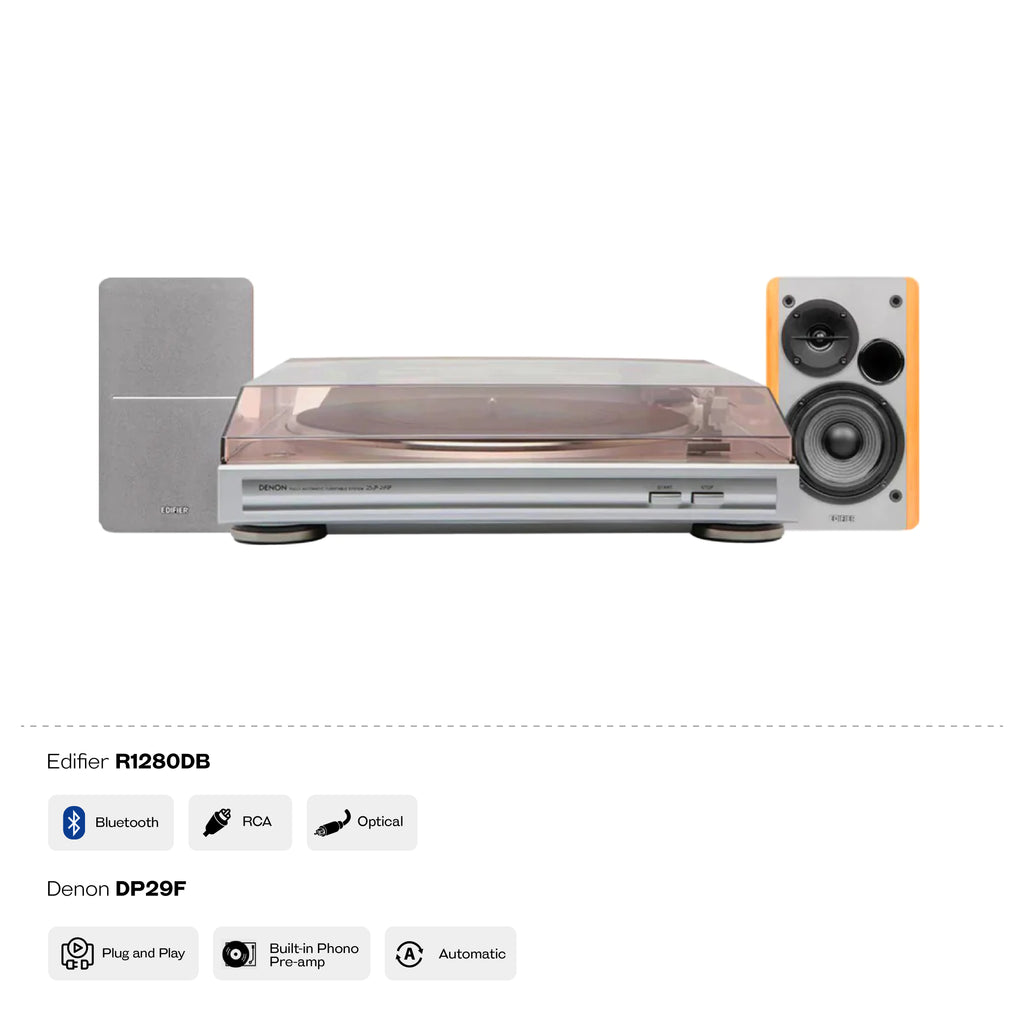 Enthusiast Pack / Denon DP29F + Edifier Speakers / Stereo Turntable Package
