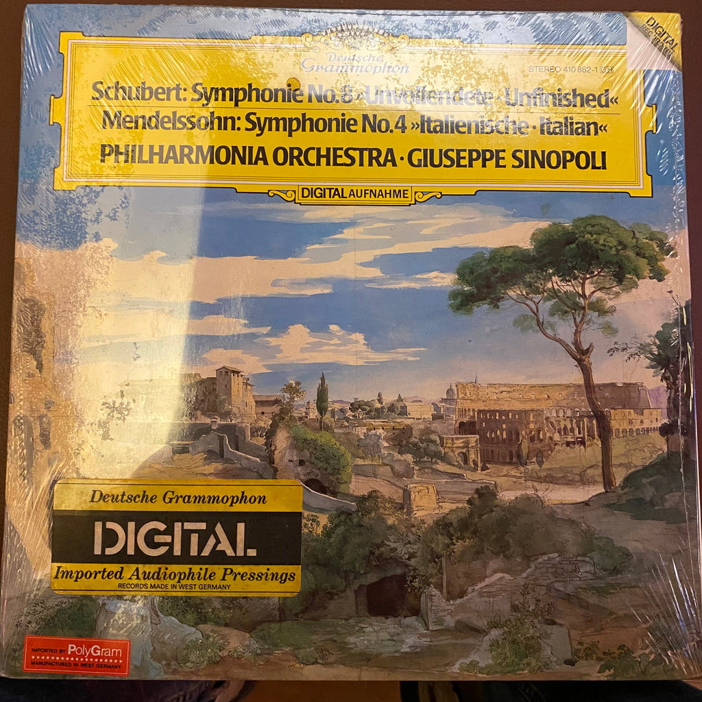 Schubert, Mendelssohn, Philharmonia Orchestra, Giuseppe Sinopoli – Symphonie No.8 "Unvollendete" / Symphonie No.4 "Italienische" (Used Vinyl - VG+) SC Marketplace