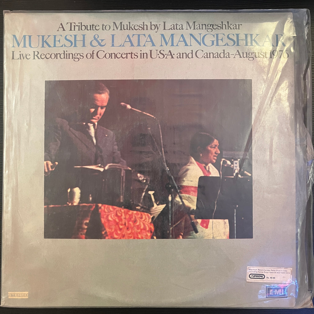 Mukesh & Lata Mangeshkar – A Tribute To Mukesh By Lata Mangeshkar (Live Recordings Of Concerts In U•S•A• And Canada-August 1976) (Used Vinyl - VG) PB Marketplace