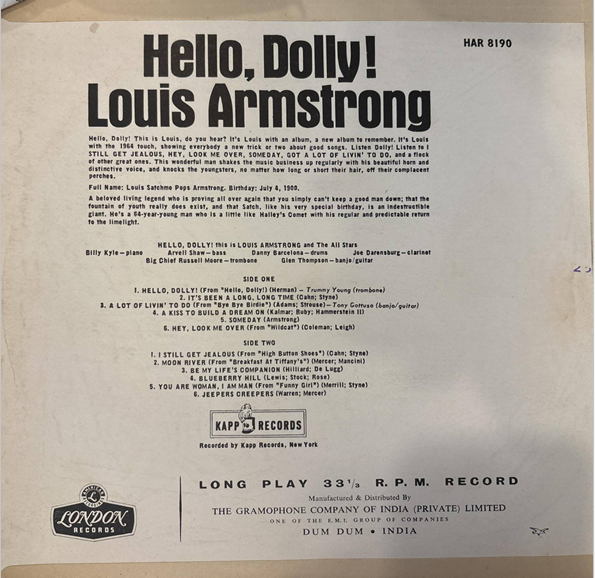 Louis Armstrong – Hello, Dolly! (Indian Pressing) (Used Vinyl VG+) AE Marketplace