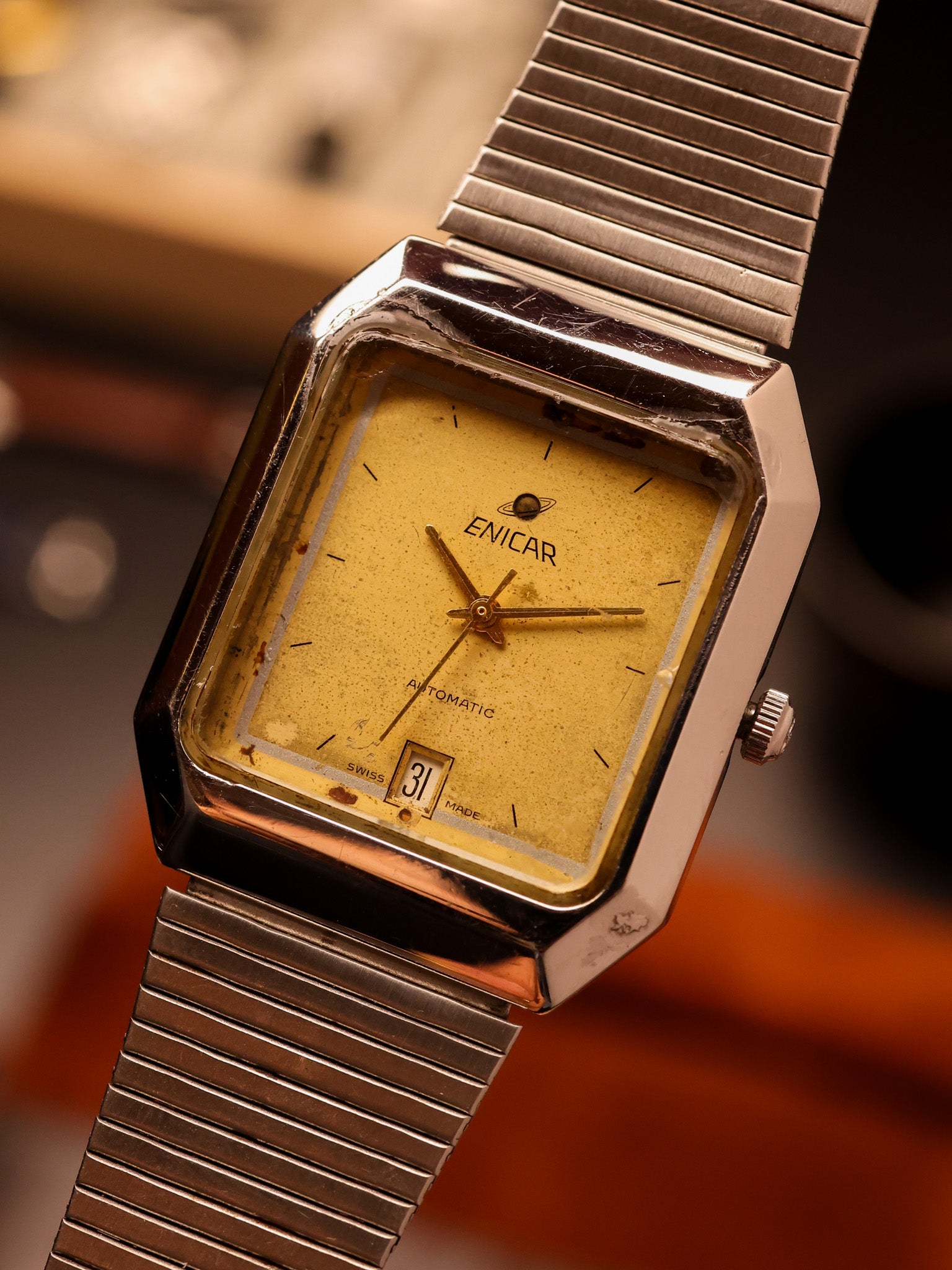 Enicar Ocean Pearl Tank-[30x36mm] Automatic (Ref. 675) [Original Bracelet]