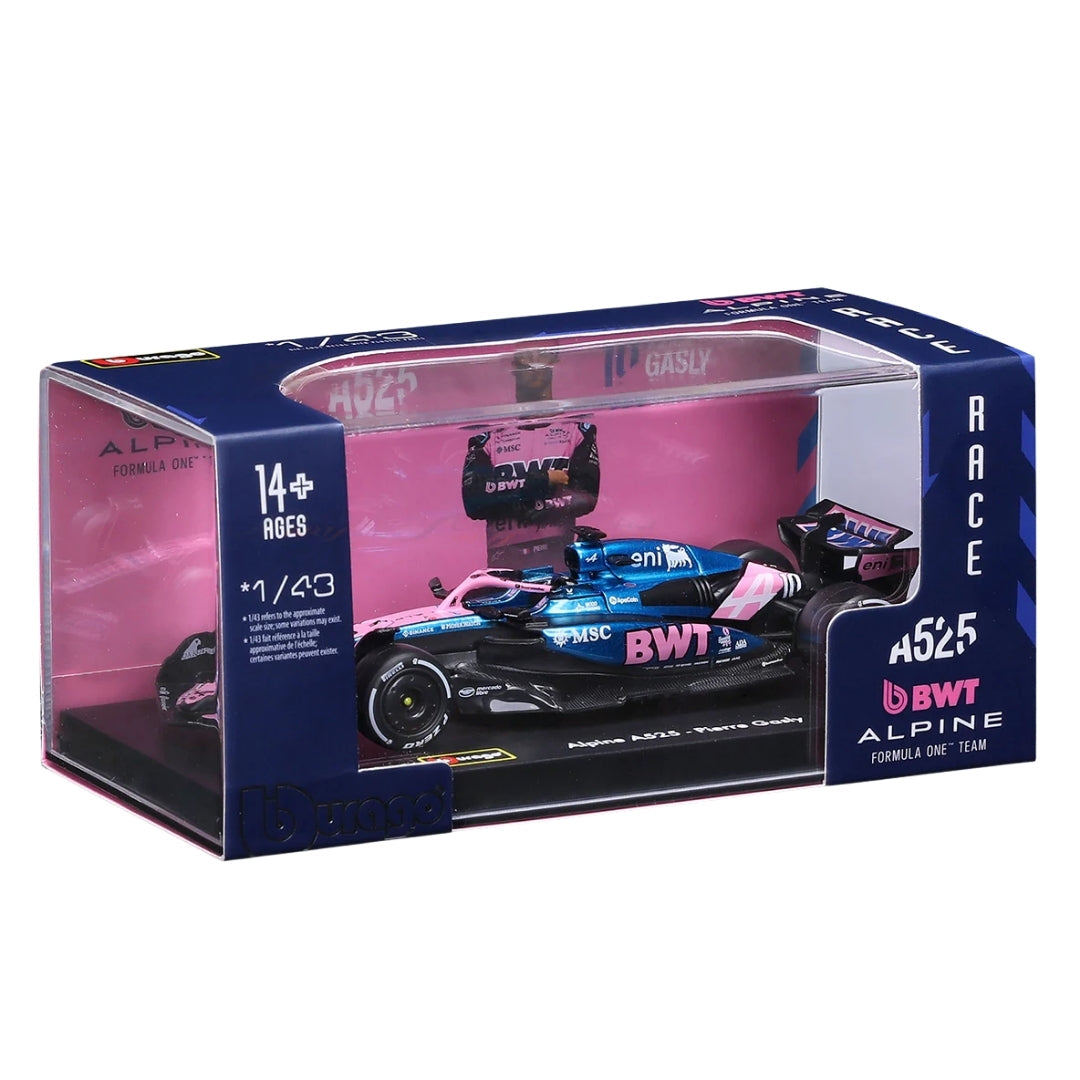 Official Bburago 2025 Alpine A525 10 Pierre Gasly Monaco GP - Scale 1 : 43 Diecast Scale Model