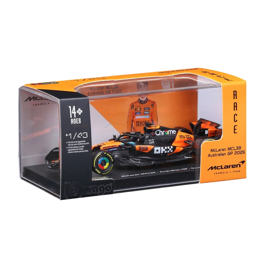 Official Bburago 2025 McLaren MCL39 81 Oscar Piastri Australia GP 1:43
