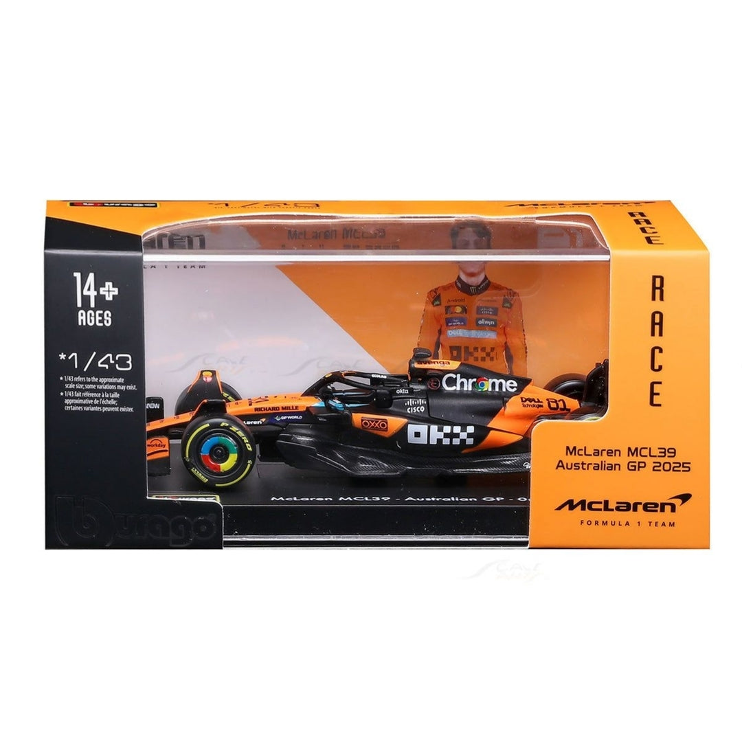 Official Bburago 2025 McLaren MCL39 GP 81 Oscar Piastri Australia GP - Scale 1 : 43 Diecast Scale Model