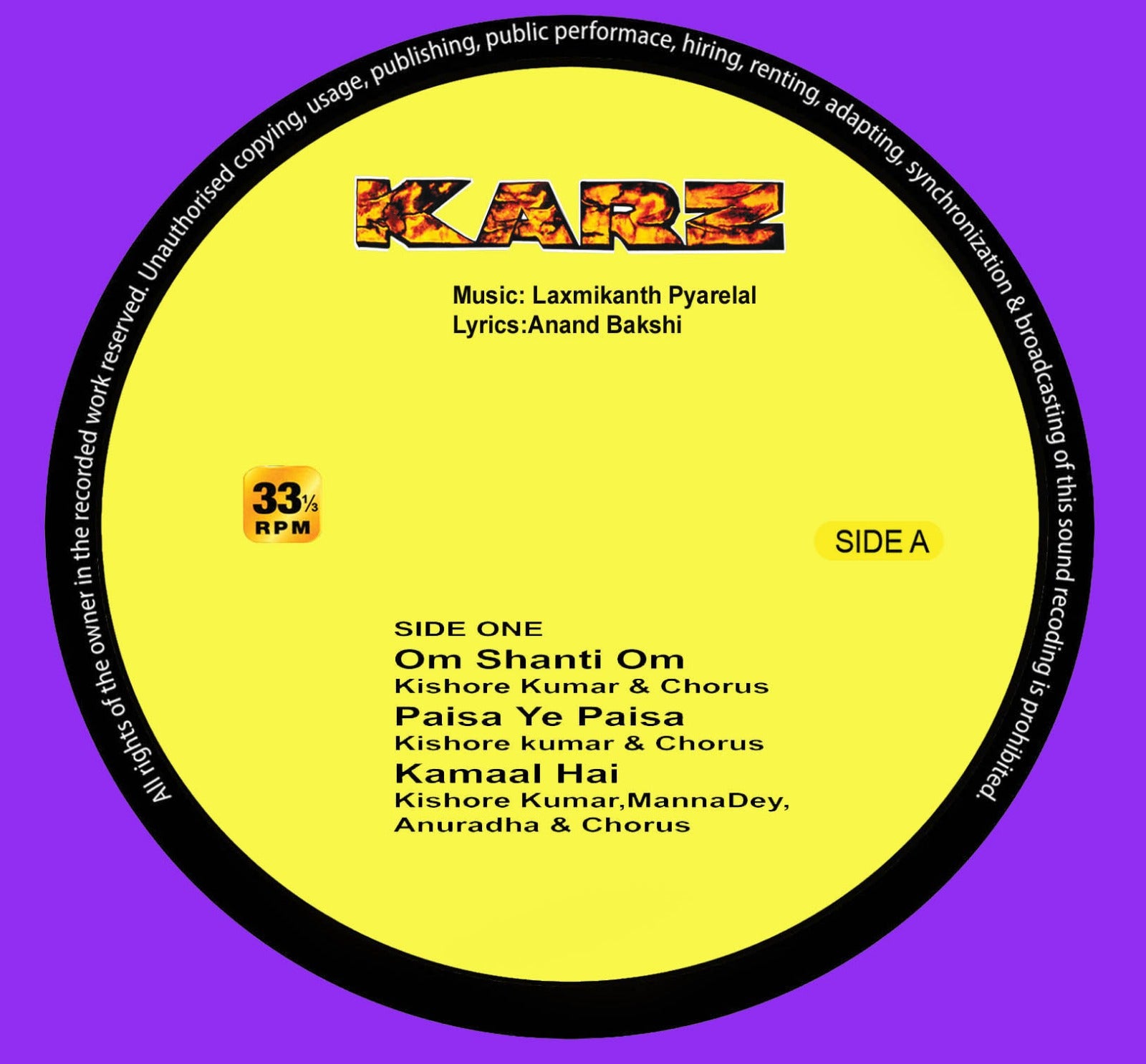 Karz - Laxmikant Pyarelal (Quick Ship)