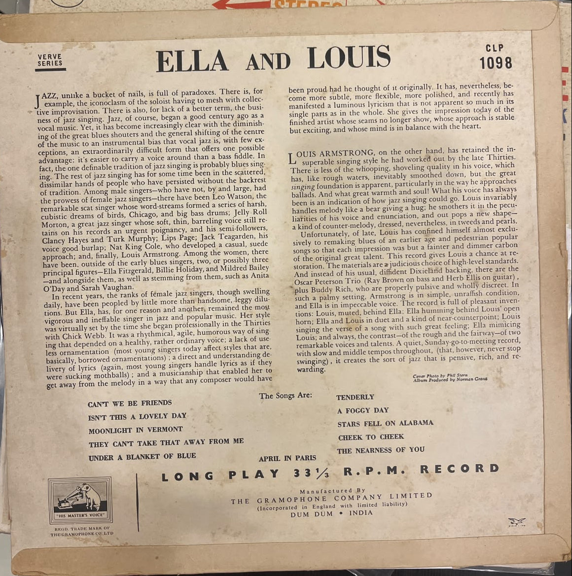 Ella Fitzgerald - Louis Armstrong – Ella And Louis (Indian Pressing)(Used Vinyl VG+ ) AE Marketplace