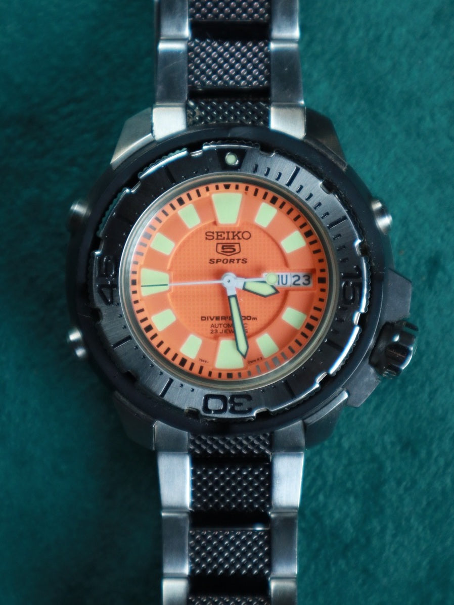 Seiko 5 Frankenmonster Orange Dial (Ref. 7S36-02S0) (47mm; Automatic)