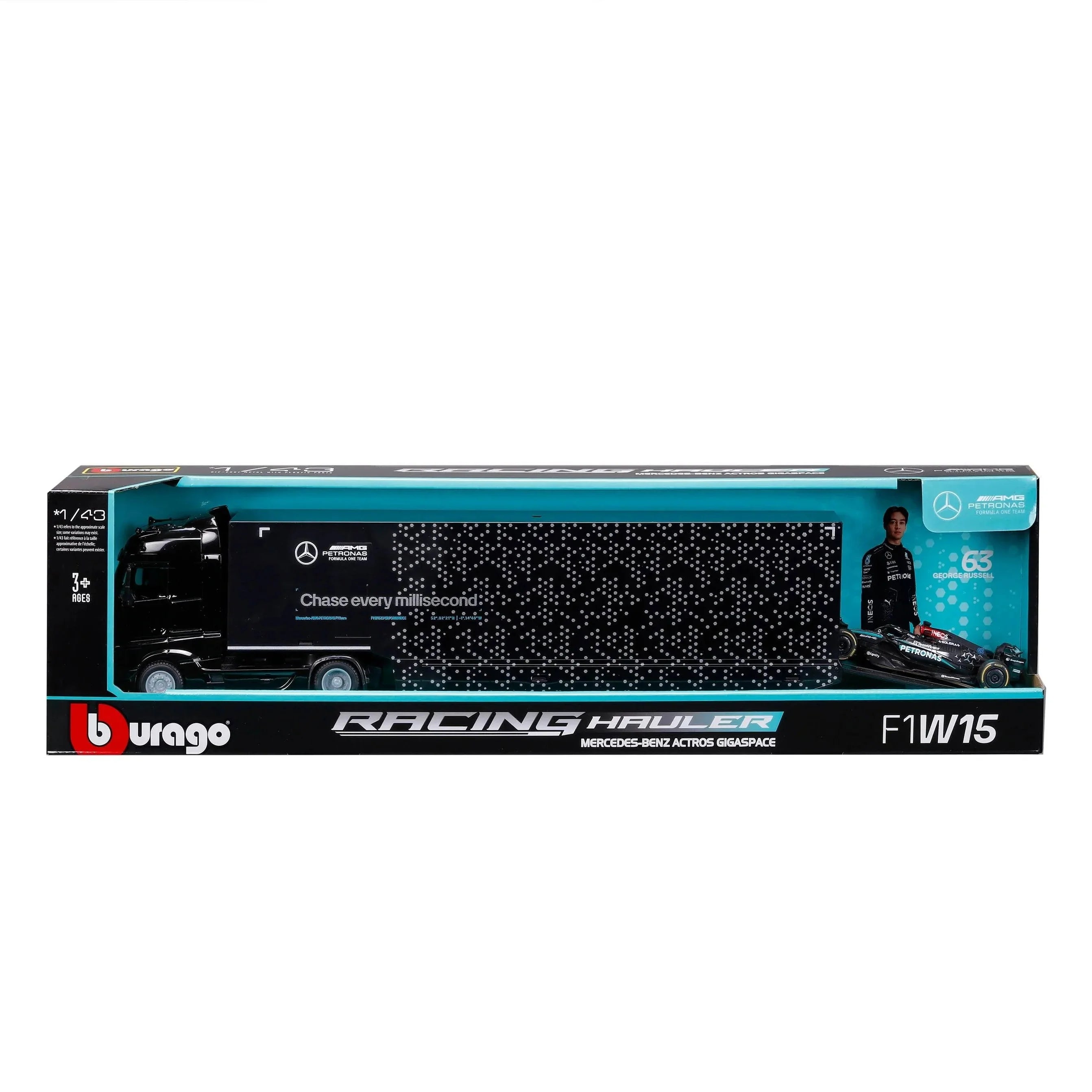 Bburago - 1/43 Scale Model - F1 Mercedes Amg Racing Transporter W15 2024 Russell