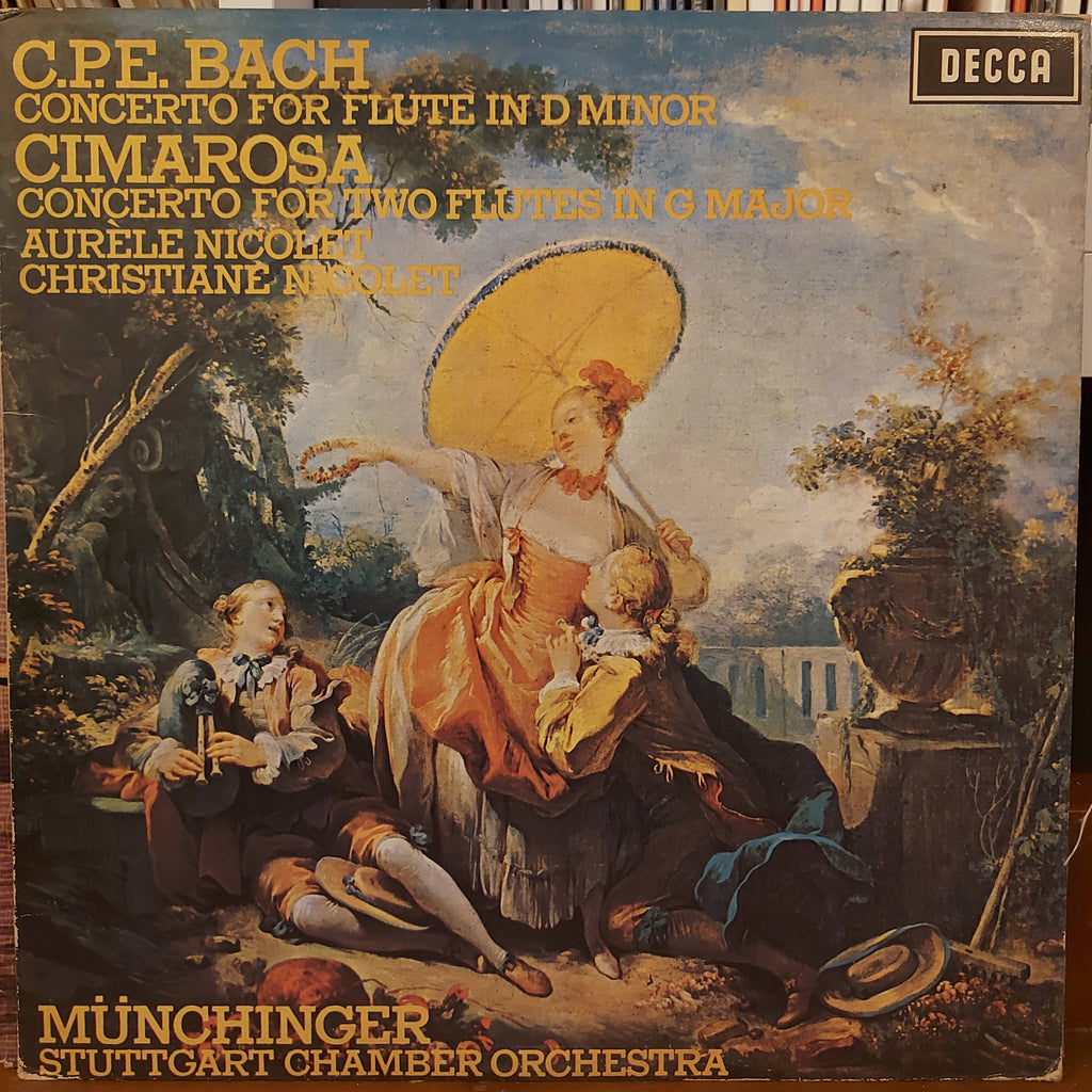 C.P.E. Bach / Cimarosa, Aurèle Nicolet, Christiane Nicolet, Münchinger, Stuttgart Chamber Orchestra – Concerto For Flute In D Minor / Concerto For Two Flutes In G Major (Used Vinyl - VG+)
