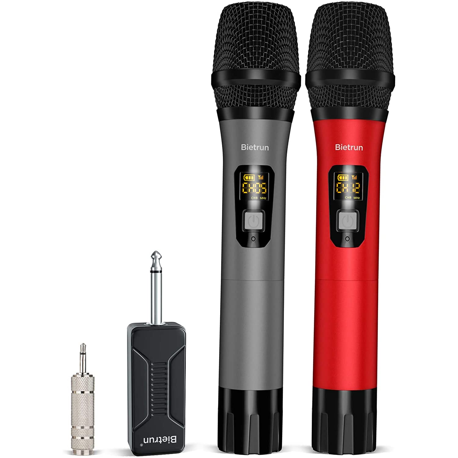 Wireless Microphone, UHF Wireless Dual Handheld Dynamic Mic System Set