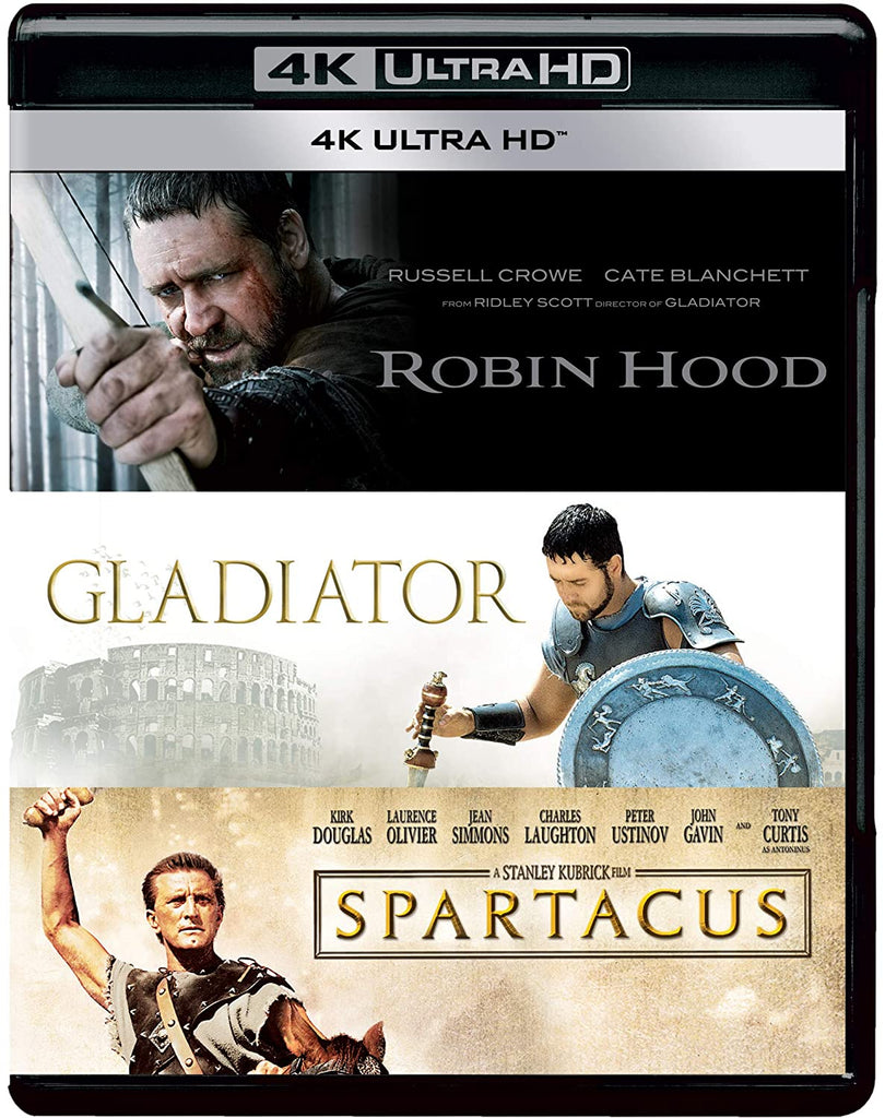 3-War Movies Collection: Robin Hood + Gladiator + Spartacus (Blu-Ray)
