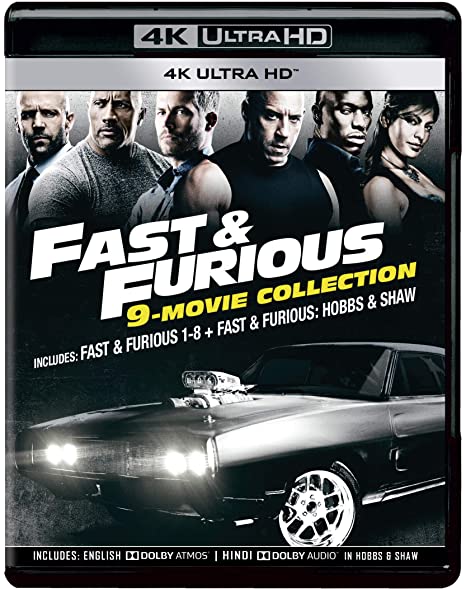 Fast & Furious 9-Movies Collection: Includes Fast & Furious 1-8 + Hobbs & Shaw (4K UHD) (9-Disc Box Set) (Blu-Ray)