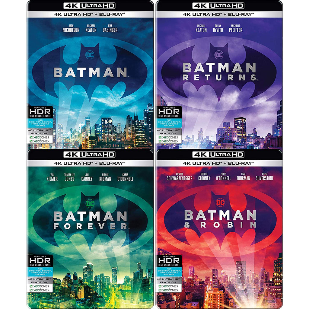 Batman Anthology: 4 Movies Collection - Batman (1989) + Batman Returns + Batman Forever + Batman & Robin (Steelbook) (4K UHD & HD) (Blu-Ray)