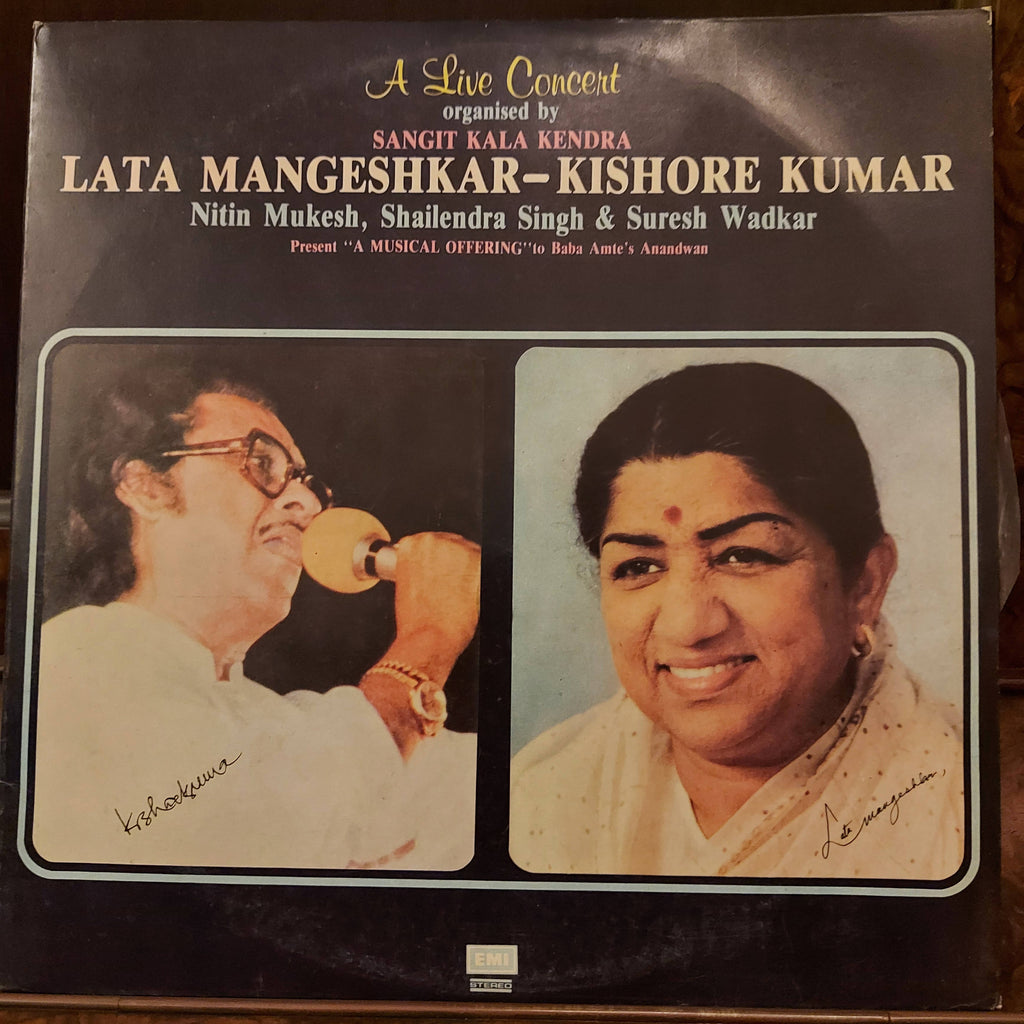 Lata Mangeshkar - Kishore Kumar, Nitin Mukesh, Shailendra Singh & Suresh Wadkar – A Live Concert Organised By Sangit Kala Kendra ("A Musical Offering" To Baba Amte's Anandwan) (Used Vinyl - VG+)
