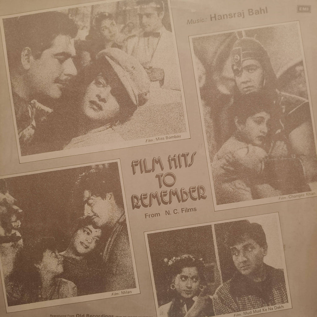 Hansraj Bahl – Film Hits to Remember (Used Vinyl - VG) NP