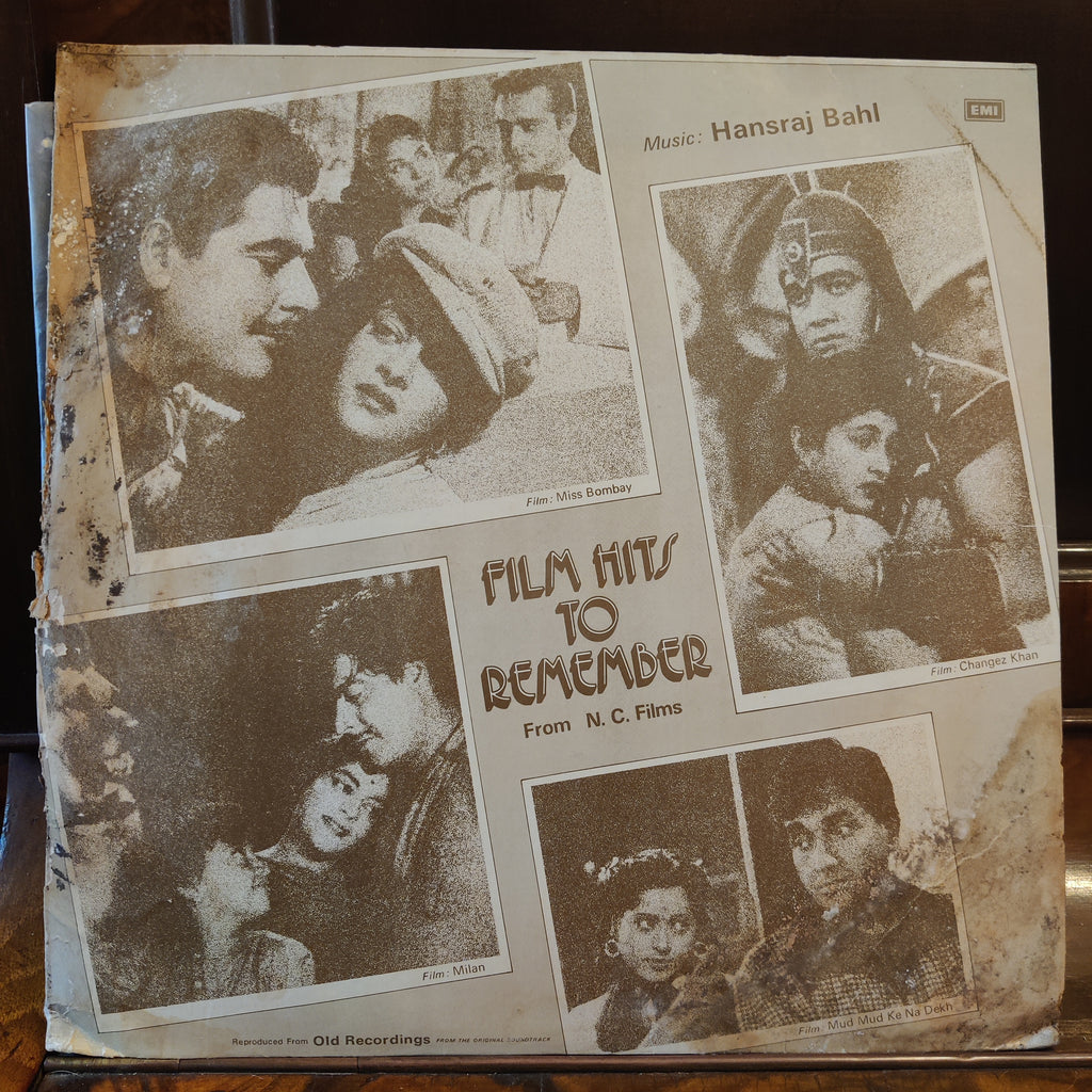 Hansraj Bahl – Film Hits to Remember (Used Vinyl - VG) MT