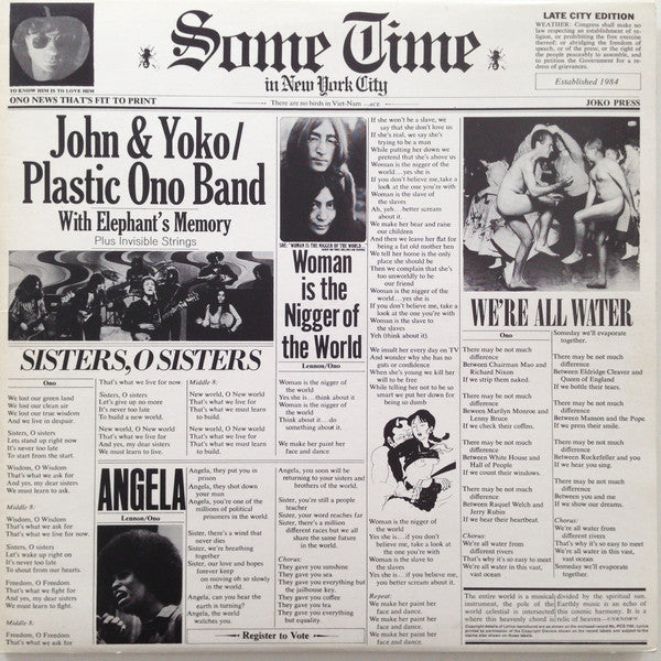John & Yoko* / Plastic Ono Band* With Elephant's Memory* And Invisible Strings ‎– Some Time In New York City
