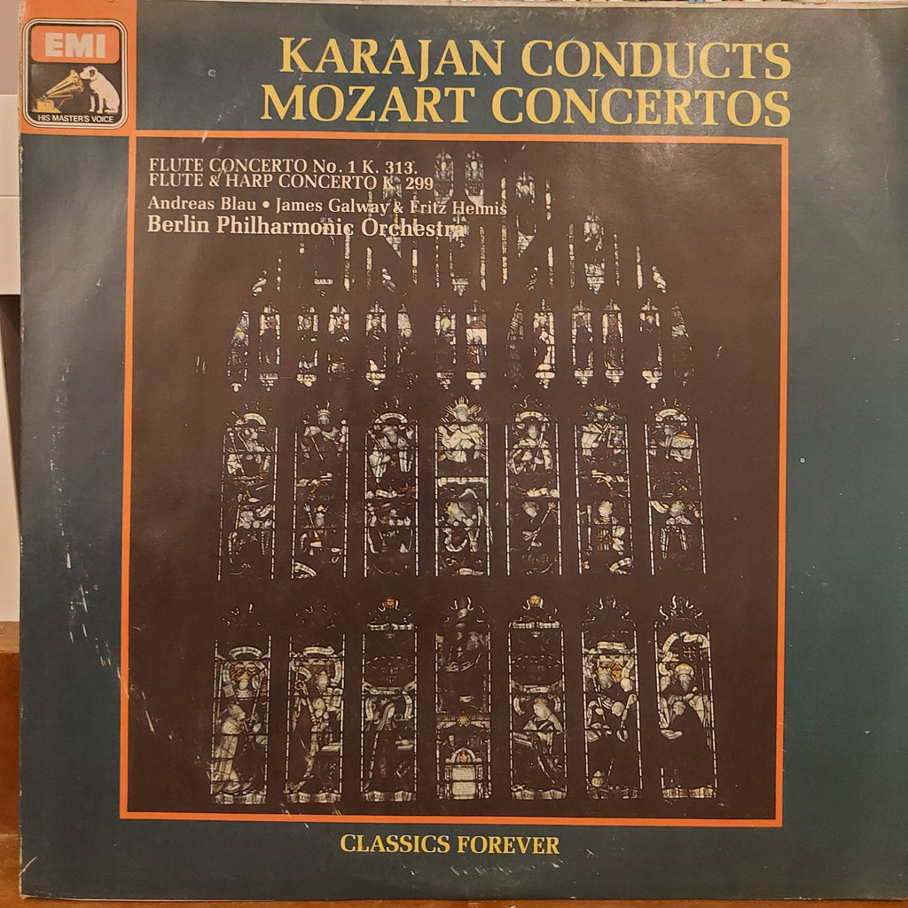 W. A. Mozart - Karajan, Berlin Philharmonic Orchestra, Andreas Blau, James Galway, Fritz Helmis ‎– Karajan Conducts Mozart Concertos (Used Vinyl - VG+)