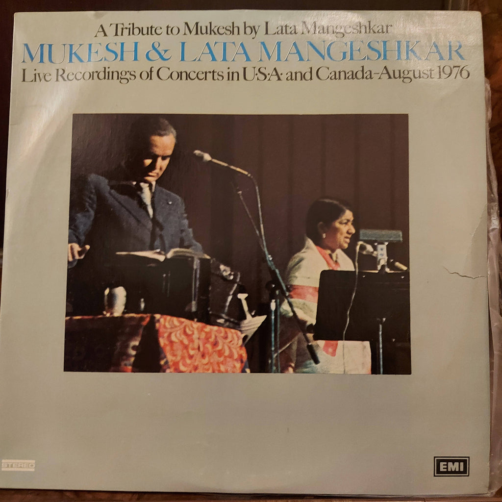 Mukesh & Lata Mangeshkar – A Tribute To Mukesh By Lata Mangeshkar (Live Recordings Of Concerts In U•S•A• And Canada-August 1976) (Used Vinyl - VG+)