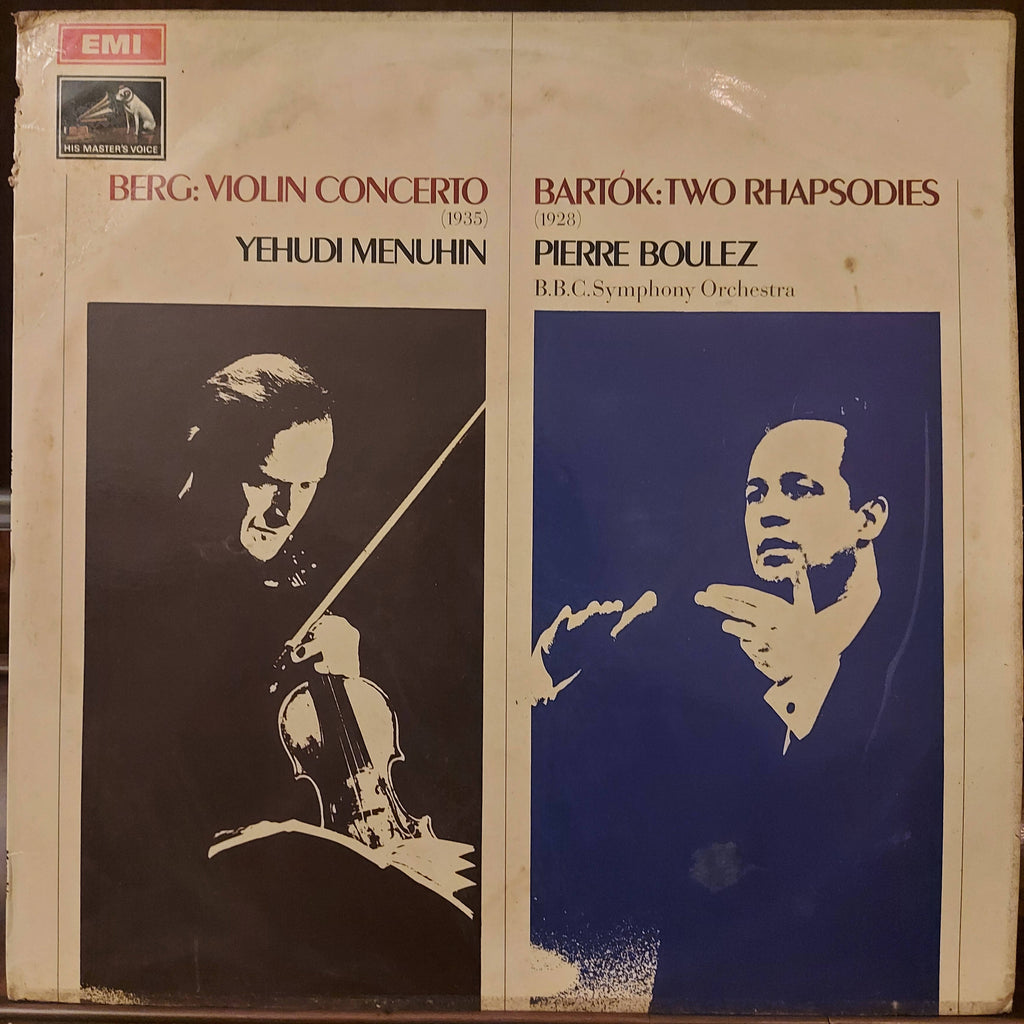Berg, Bartók, Yehudi Menuhin, Pierre Boulez, BBC Symphony Orchestra – Berg: Violin Concerto / Bartók: Two Rhapsodies (Used Vinyl - VG+)