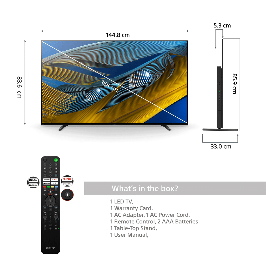 Sony Bravia A80J Series 164cm (65 Inch) Ultra HD 4K OLED Google Smart TV