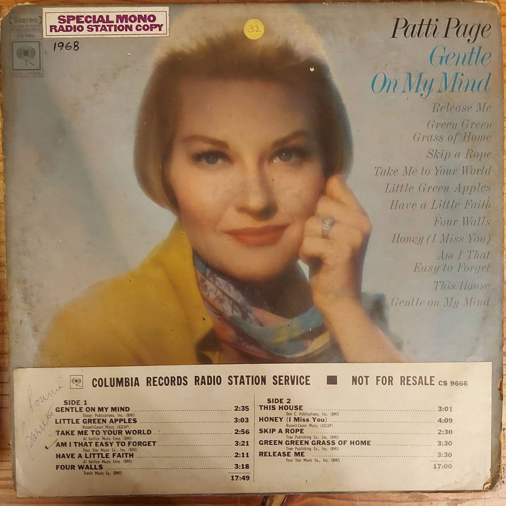Patti Page – Gentle On My Mind (Used Vinyl - VG)